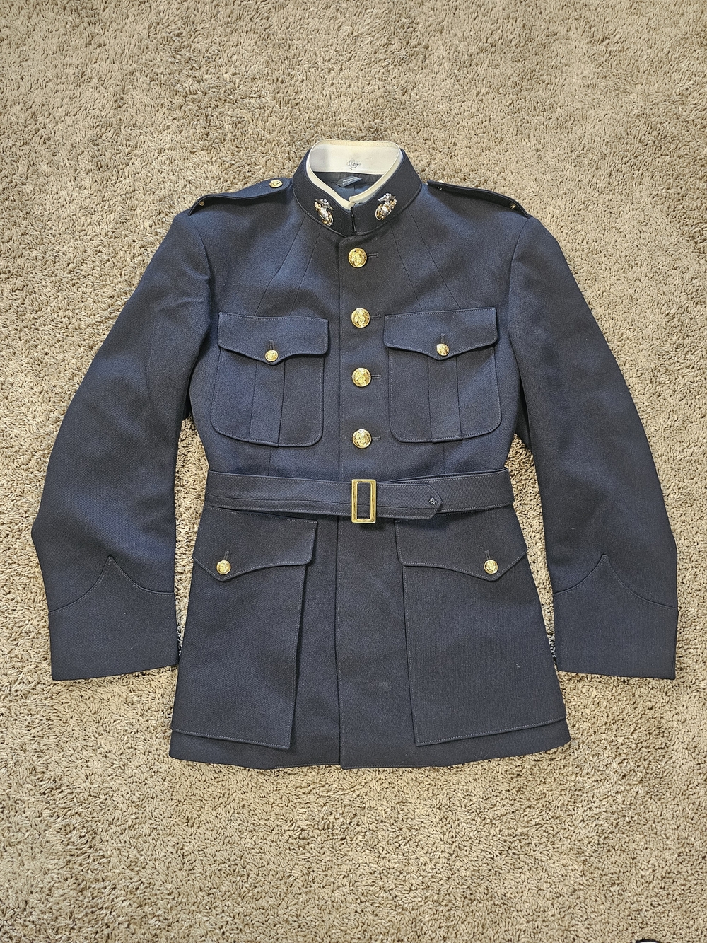 FLYING CROSS Men's Honor Guard Coat size 46 Short 100% Wool Marines Navy Blue